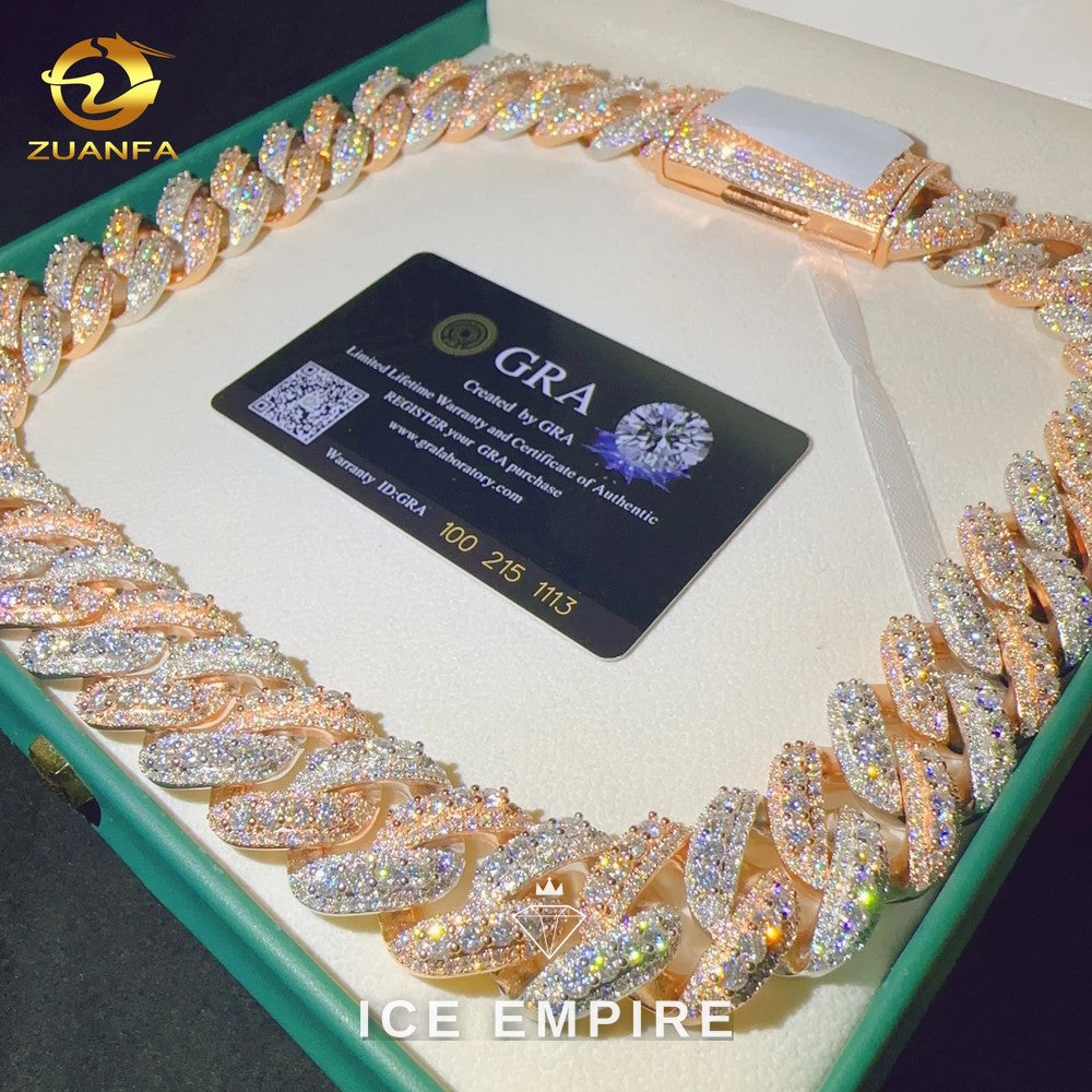 Iced Out Rose Gold Plated Moissanite Cuban Chain