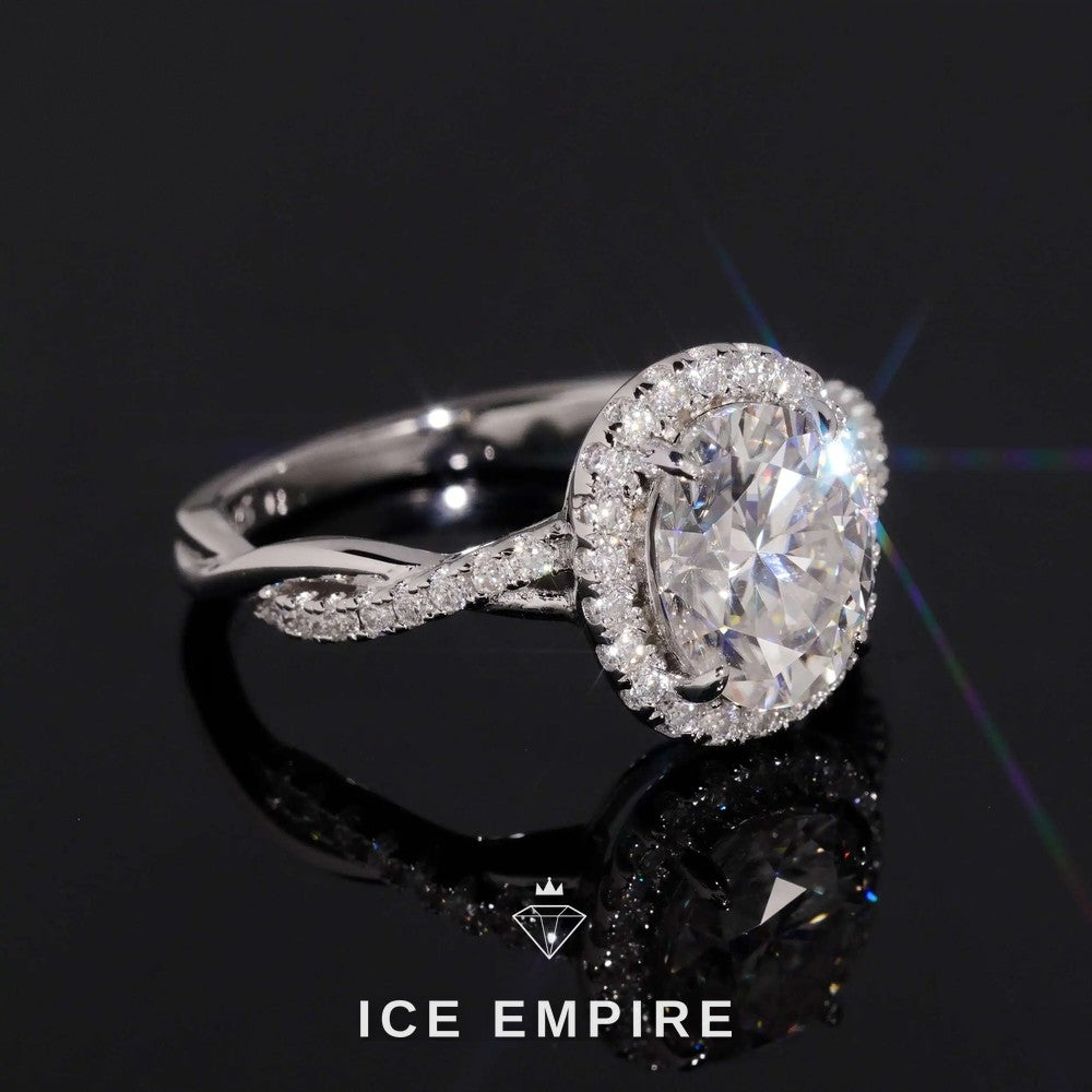 Iced Out Cluster 18K Gold Moissanite Wedding Band