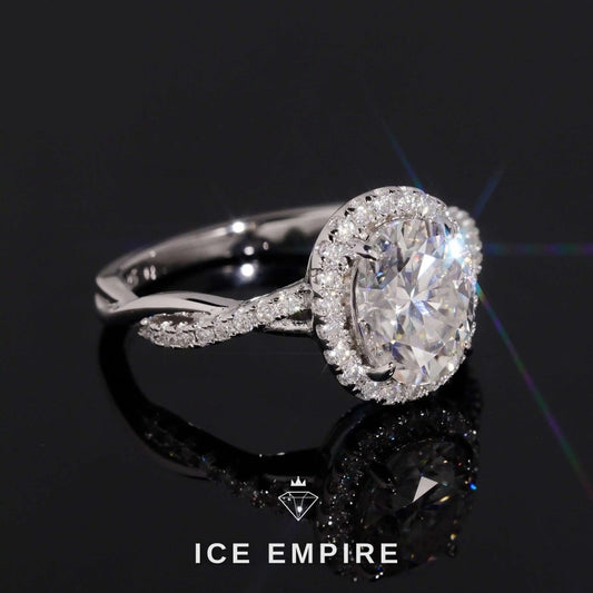 Iced Out Cluster 18K Gold Moissanite Wedding Band