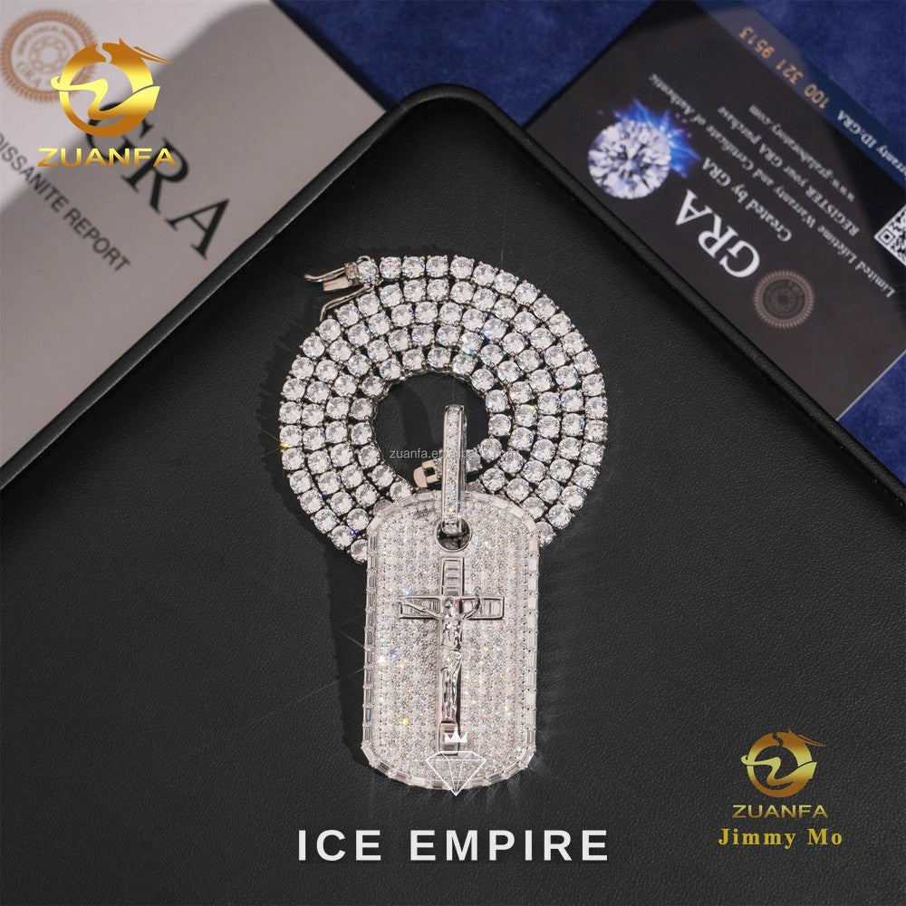 Iced Out Cross 925 Silver Moissanite Pendant