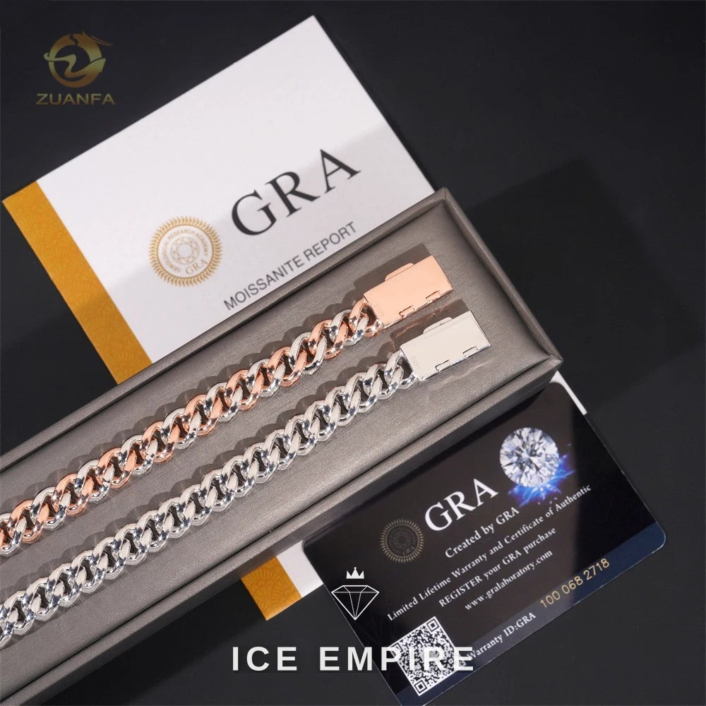 Iced Out 925 Silver Moissanite Cuban Chain