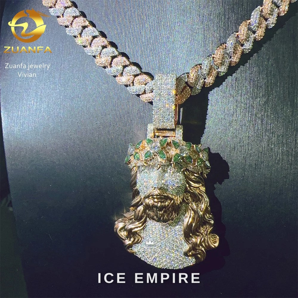 Iced Out Cross Gold Plated Moissanite Pendant