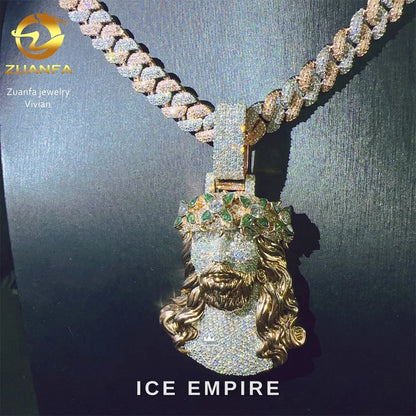 Iced Out Cross Gold Plated Moissanite Pendant