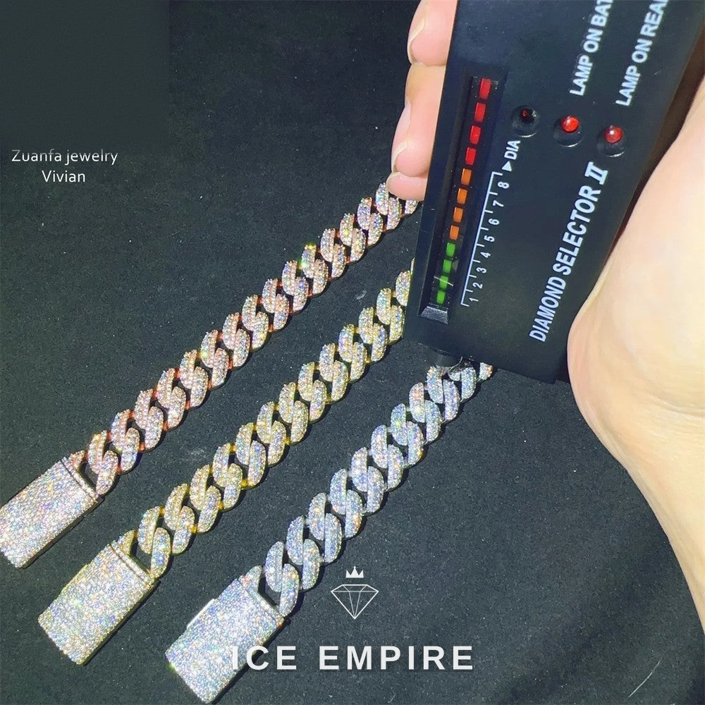 Iced Out 925 Silver Moissanite Cuban Chain