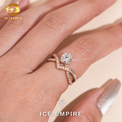 Iced Out 14K Gold Moissanite Wedding Band