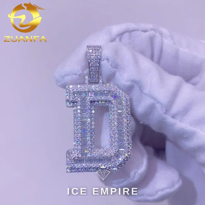 Iced Out Baguette Gold Plated Moissanite Pendant