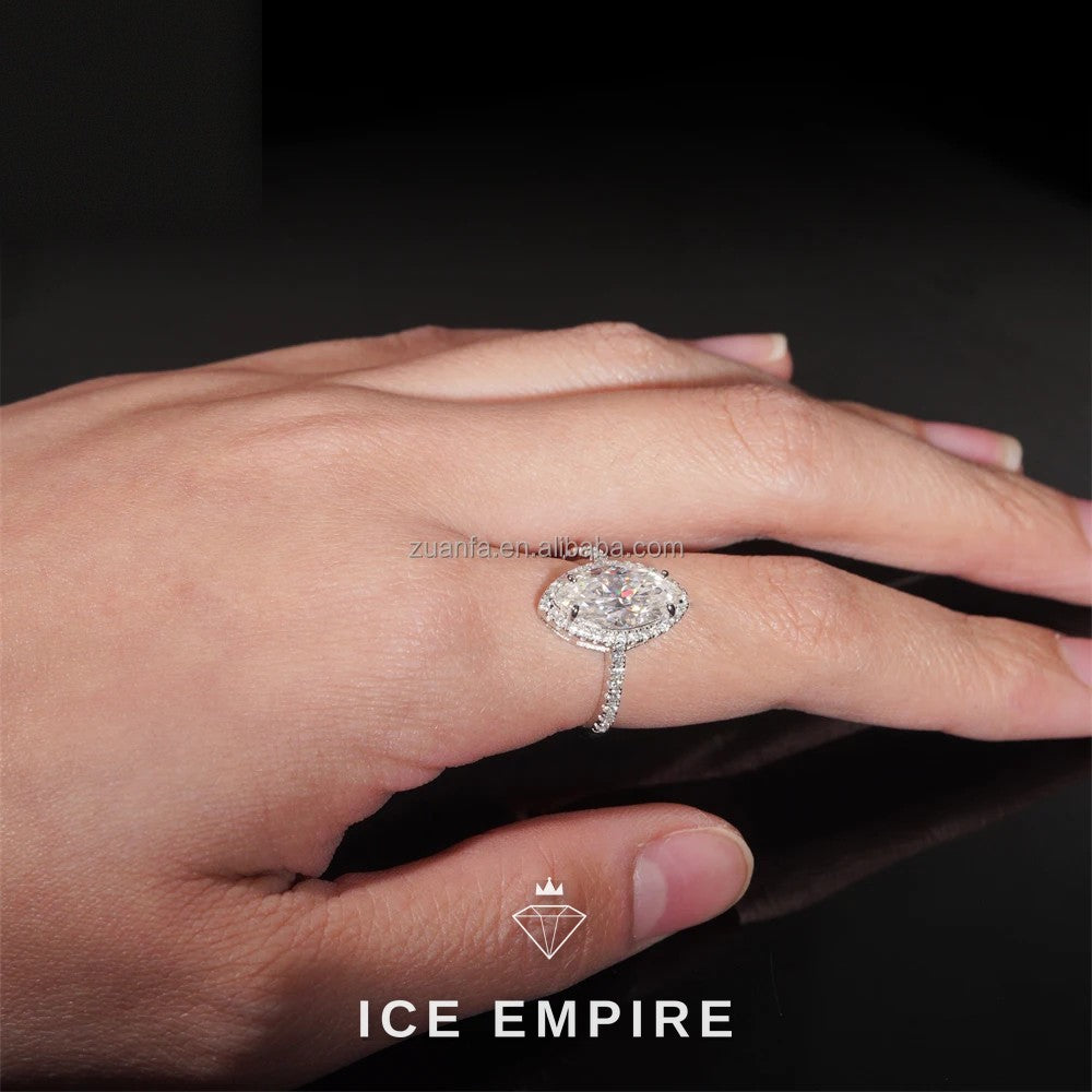 Iced Out 925 Silver Moissanite Engagement Ring