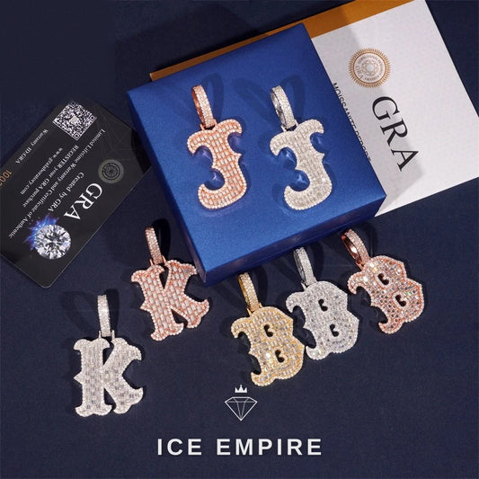 Iced Out Baguette 925 Silver Pendant