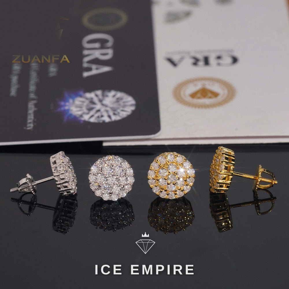 Iced Out Cluster 925 Silver Moissanite Earrings