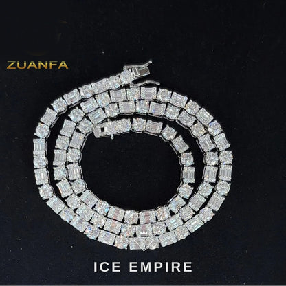 Iced Out 925 Silver Moissanite Tennis Chain