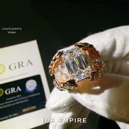 Iced Out 925 Silver Moissanite Ring