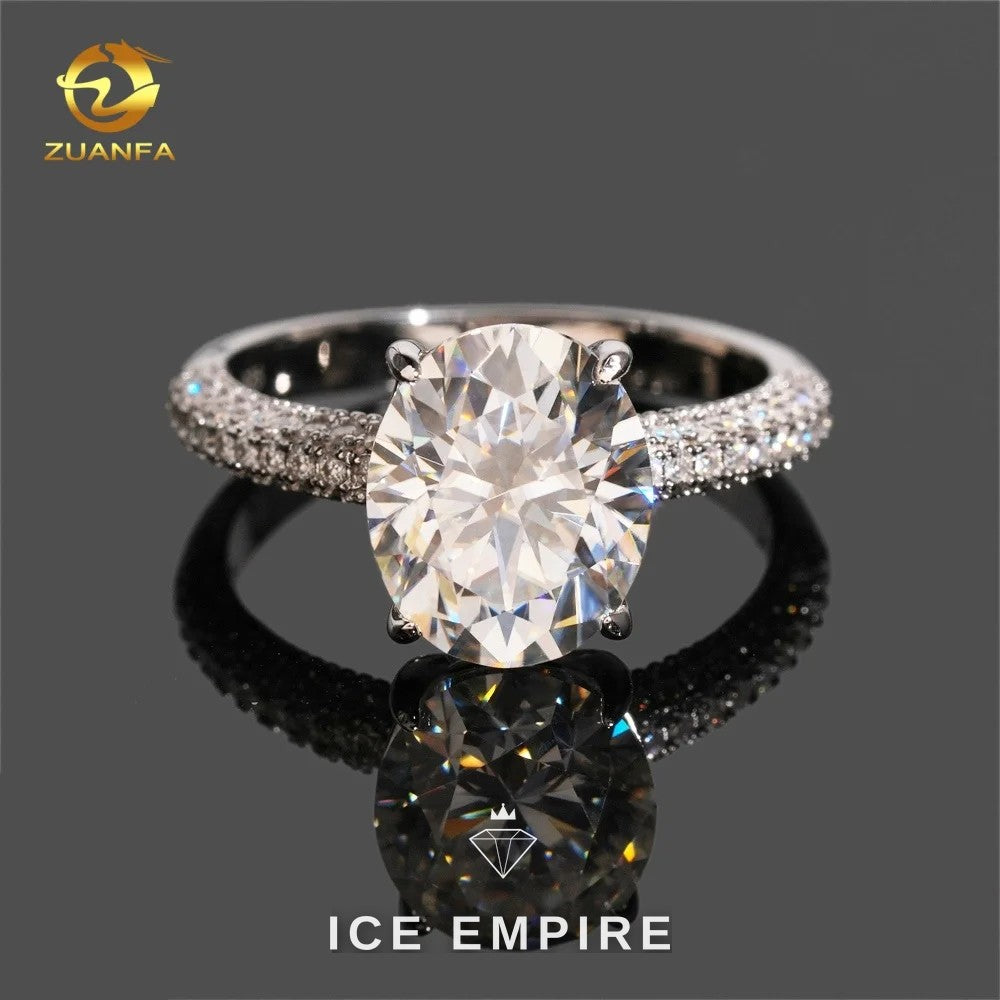 Iced Out 925 Silver Moissanite Engagement Ring