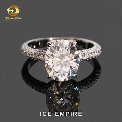 Iced Out 925 Silver Moissanite Engagement Ring