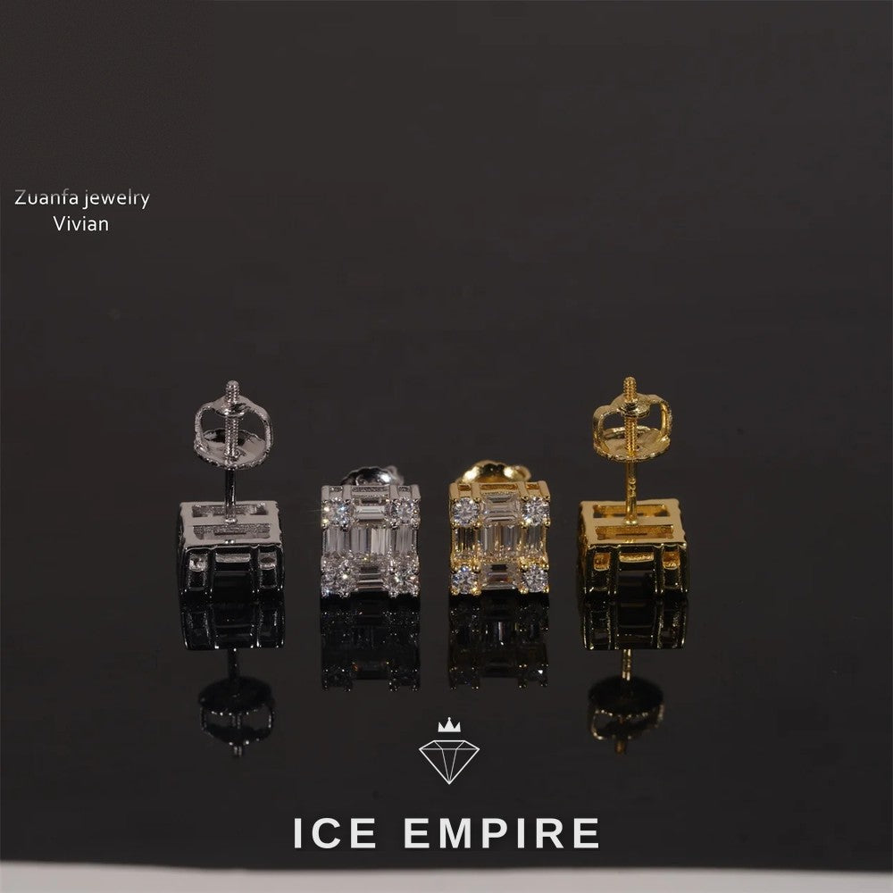 Iced Out Rose Gold Plated Moissanite Earrings