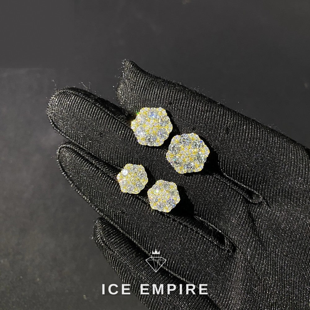 Iced Out 925 Silver Moissanite Stud Earrings