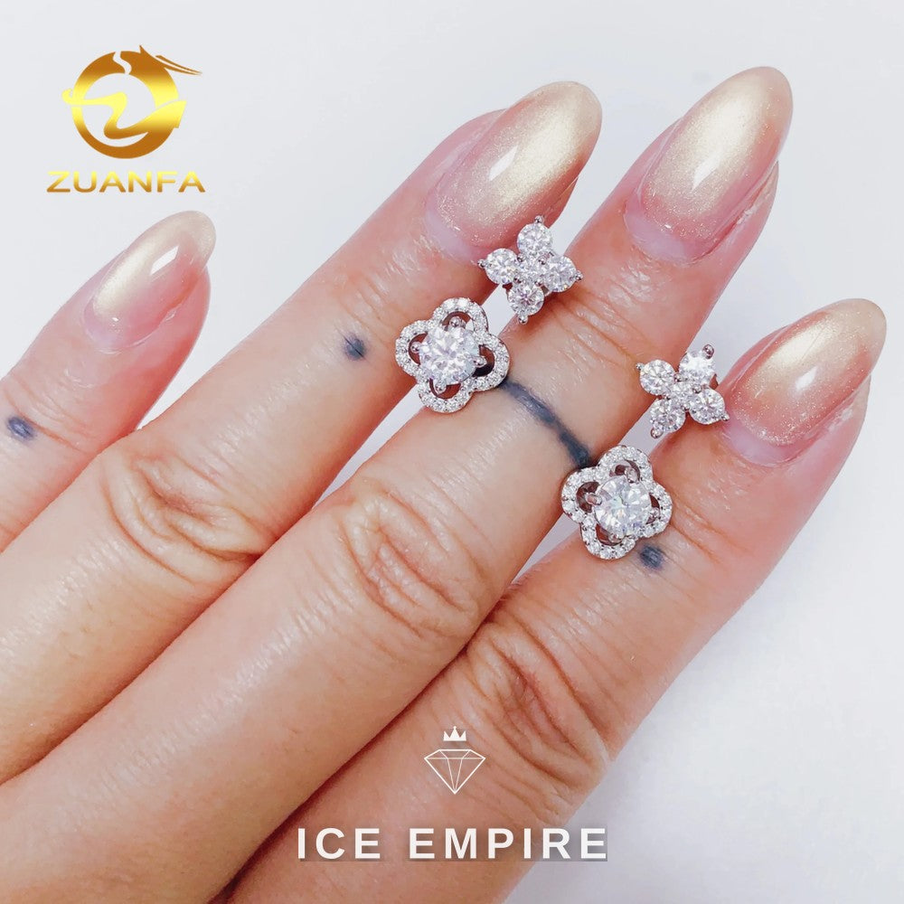 Iced Out 925 Silver Moissanite Stud Earrings