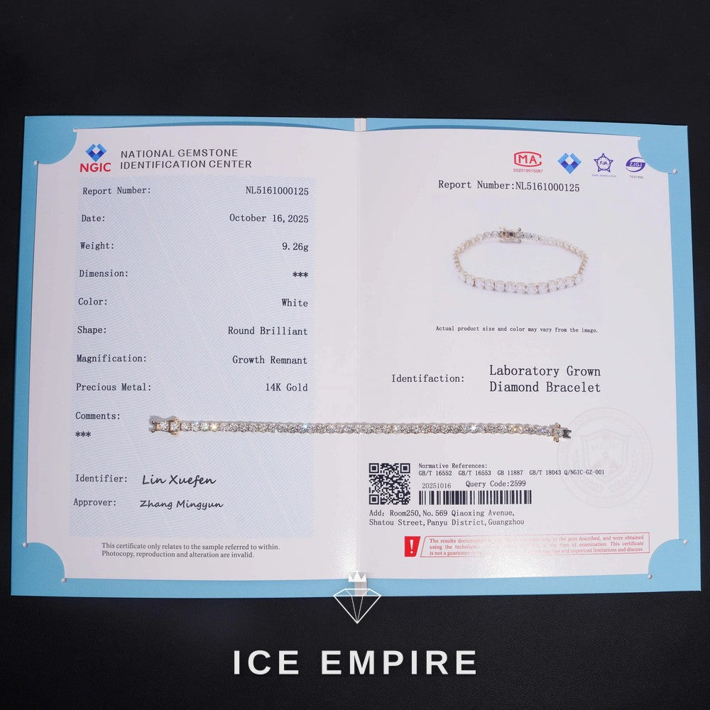 Iced Out 14K Gold Lab Grown Diamond Tennis Bracelet