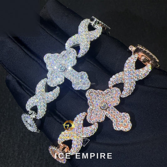 Iced Out Cross 925 Silver Moissanite Cuban Chain