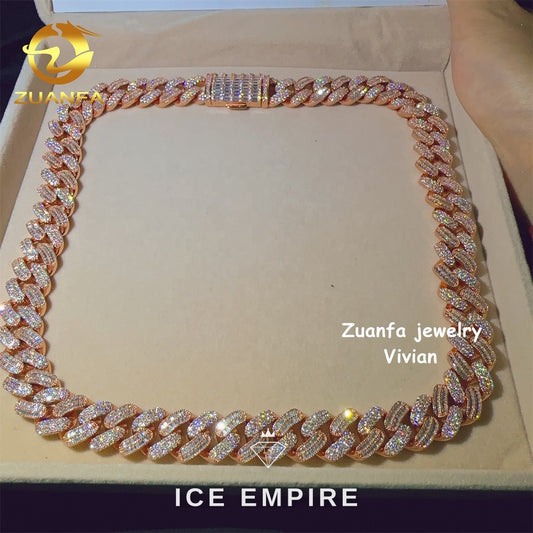 Iced Out Rose Gold Plated Moissanite Cuban Chain