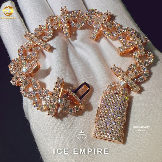 Iced Out Rose Gold Plated Moissanite Cuban Chain