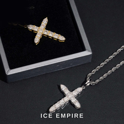 Iced Out Cross Rose Gold Plated Moissanite Pendant