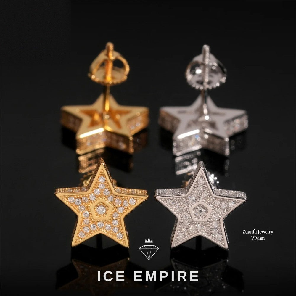 Iced Out 925 Silver Moissanite Earrings