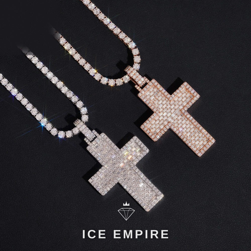 Iced Out Baguette 925 Silver Moissanite Pendant