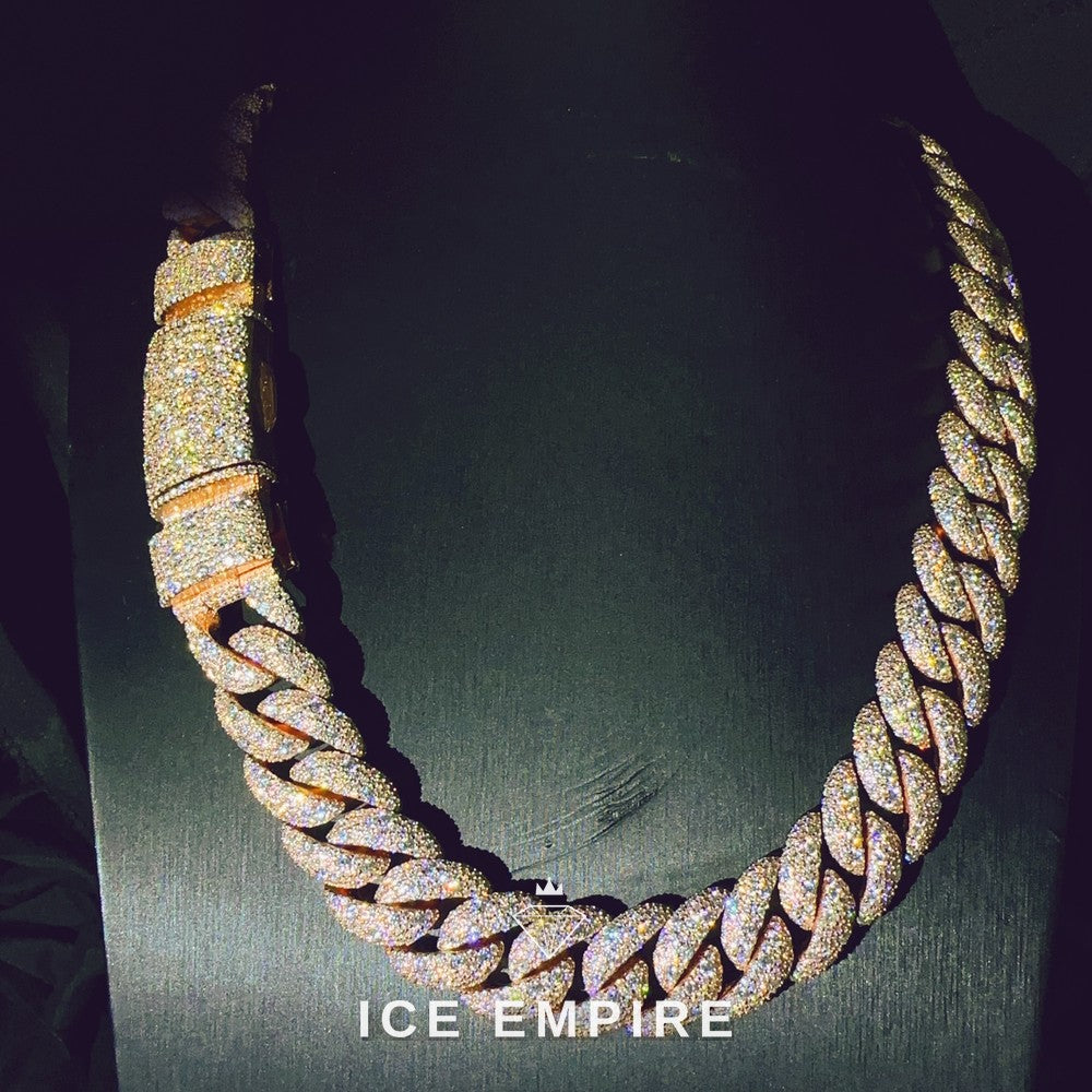 Iced Out Rose Gold Plated Moissanite Cuban Chain