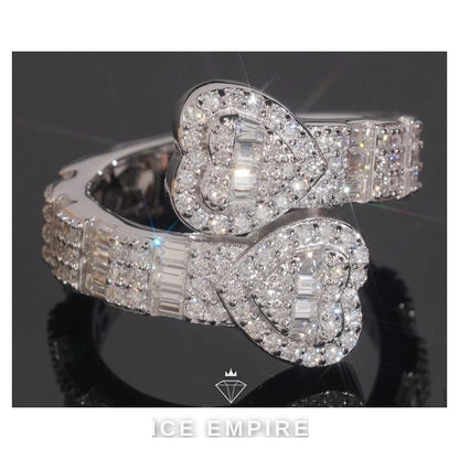 Iced Out Heart 925 Silver Moissanite Ring