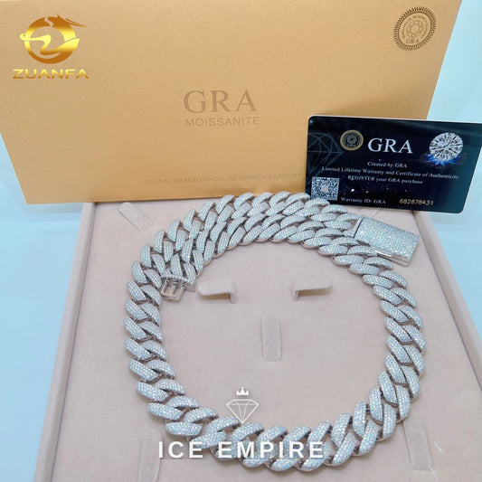 Iced Out Rose Gold Plated Moissanite Cuban Chain