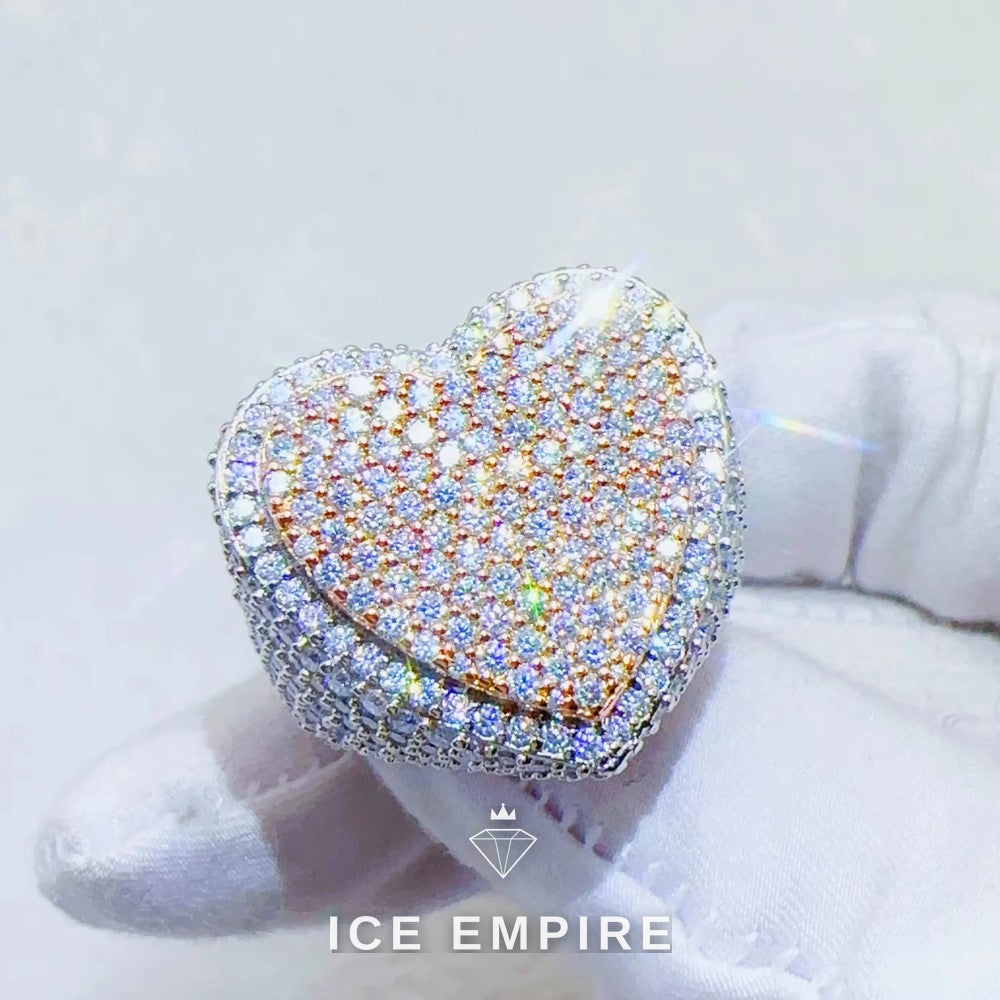 Iced Out Heart Gold Plated Moissanite Ring