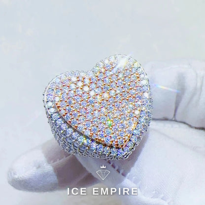 Iced Out Heart Gold Plated Moissanite Ring
