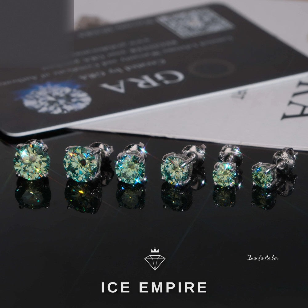 Iced Out 925 Silver Moissanite Stud Earrings
