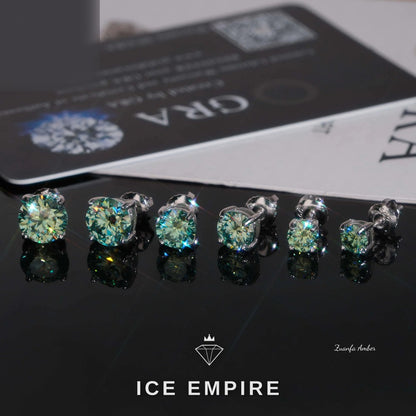 Iced Out 925 Silver Moissanite Stud Earrings