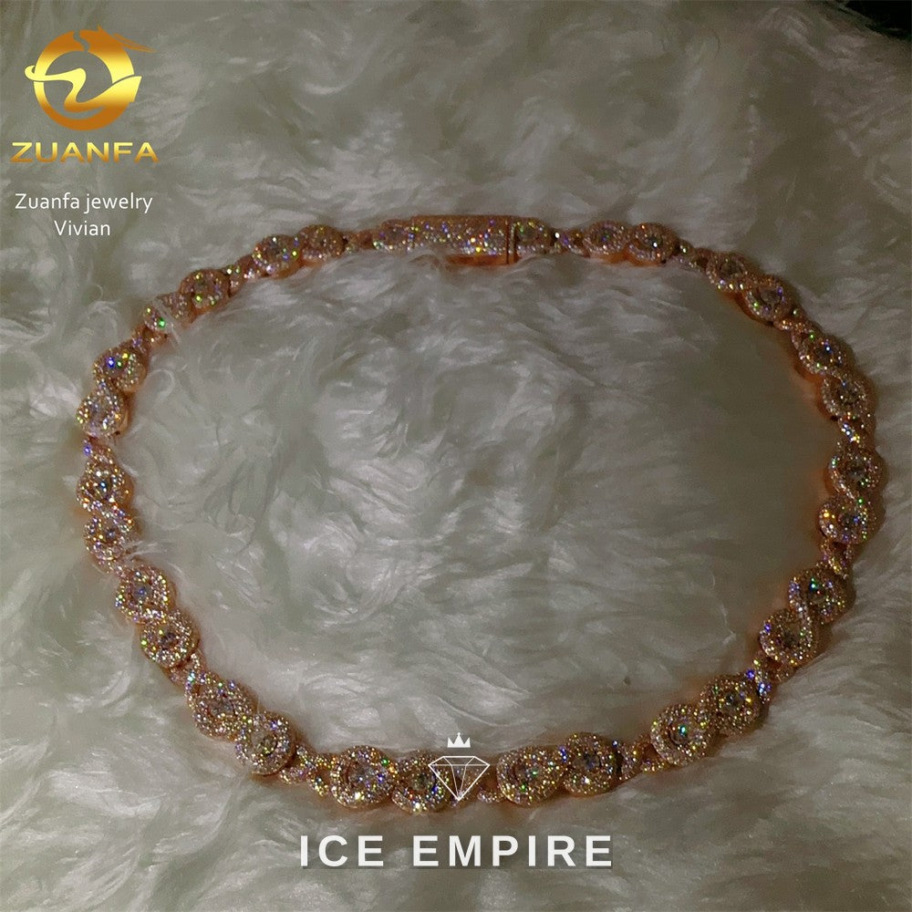 Iced Out Rose Gold Plated Moissanite Cuban Chain