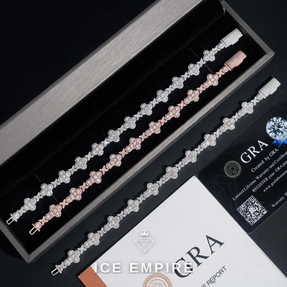 Iced Out Cross Rose Gold Plated Moissanite Cuban Chain