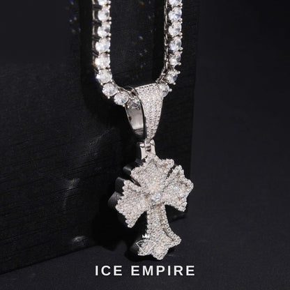 Iced Out Cross Gold Plated Lab Grown Diamond Pendant
