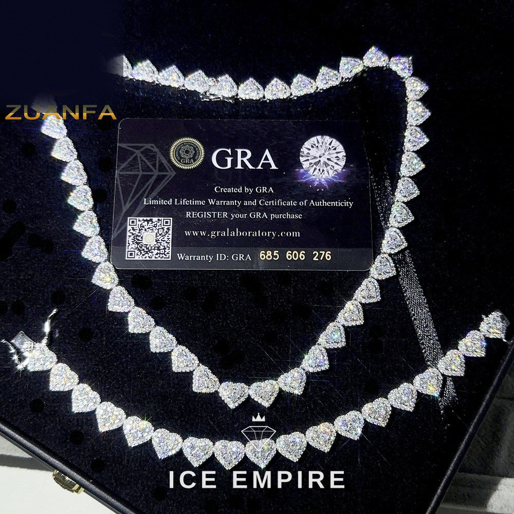 Iced Out Heart Rose Gold Plated Moissanite Cuban Chain