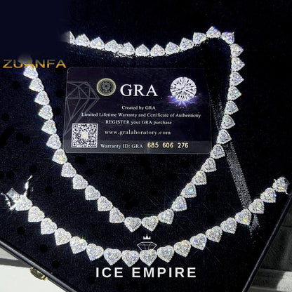 Iced Out Heart Rose Gold Plated Moissanite Cuban Chain