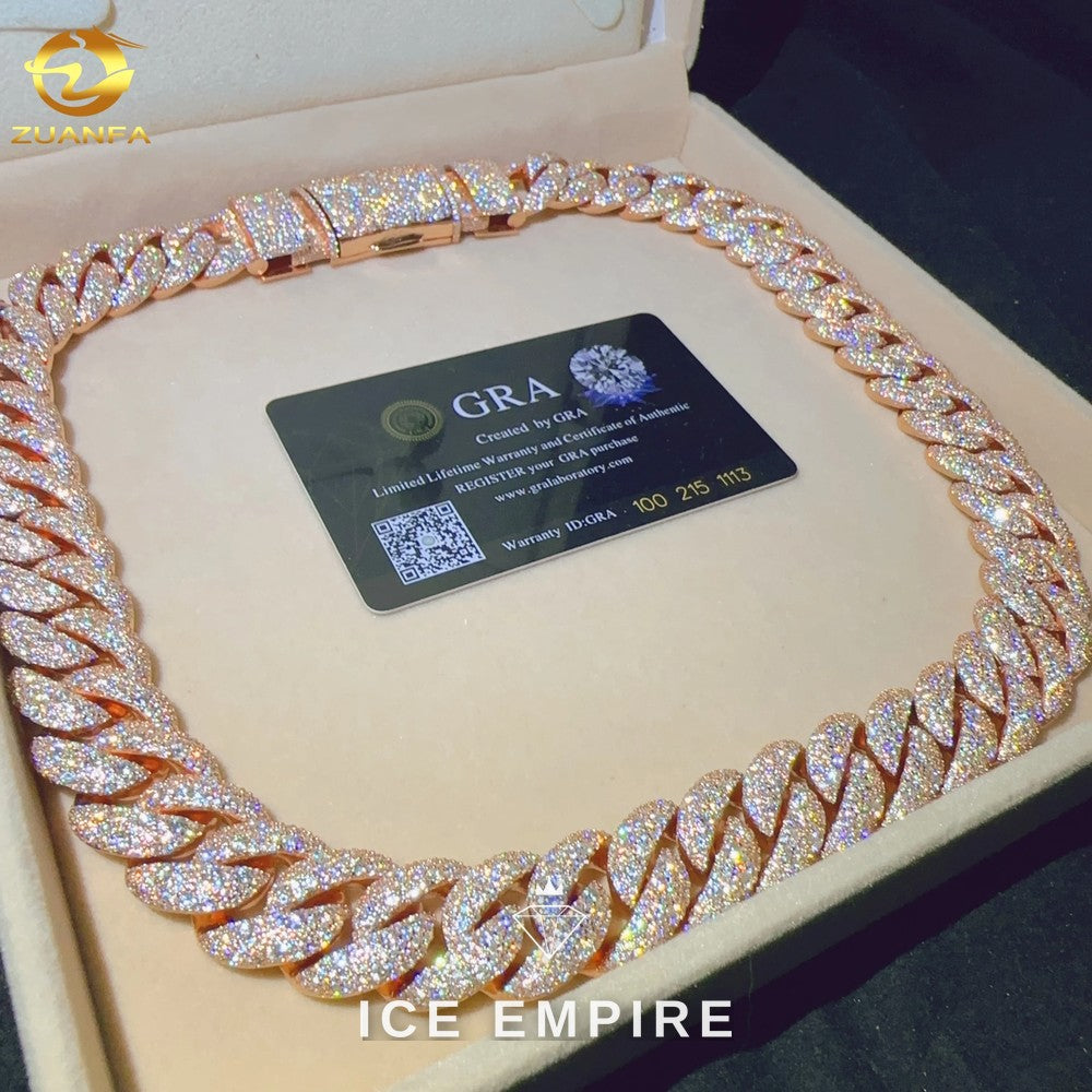 Iced Out Rose Gold Plated Moissanite Cuban Chain