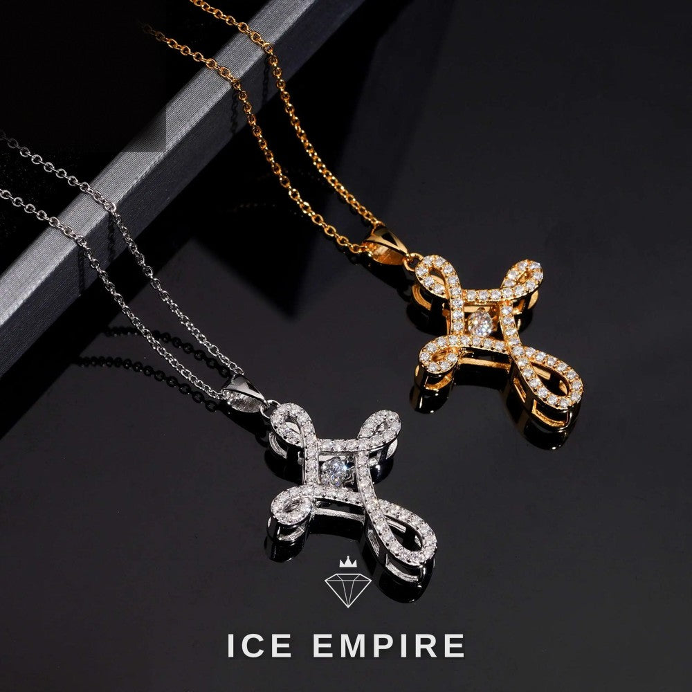 Iced Out Cross 925 Silver Lab Grown Diamond Pendant