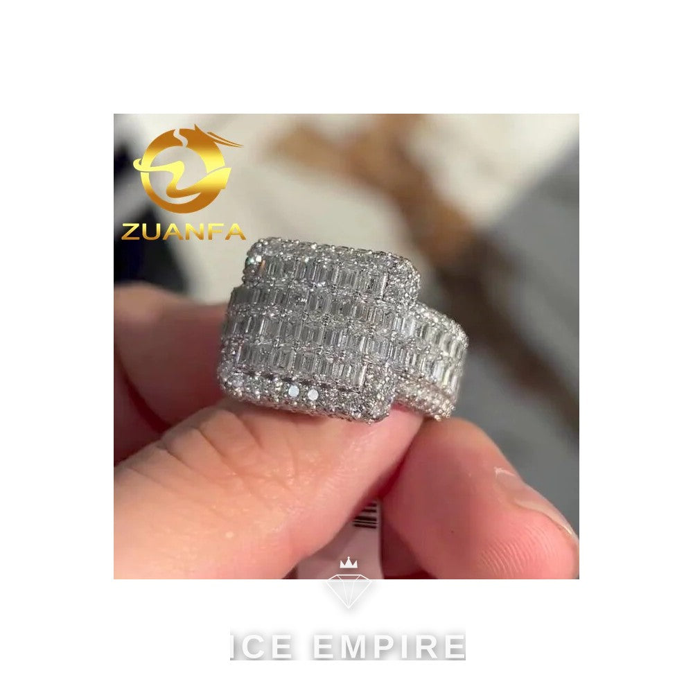 Iced Out 925 Silver Moissanite Ring