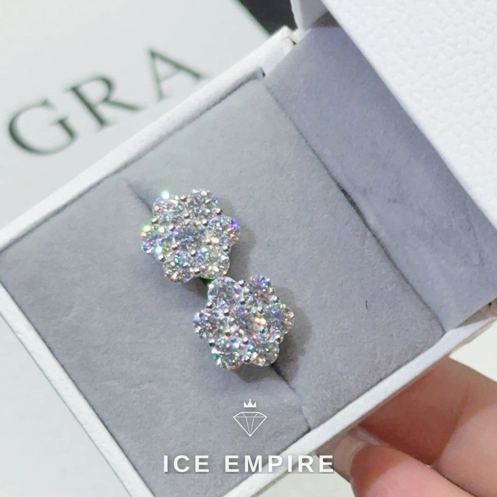Iced Out Cluster Rose Gold Plated Moissanite Stud Earrings