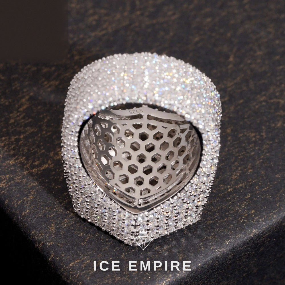 Iced Out 925 Silver Moissanite Ring