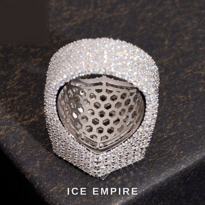 Iced Out 925 Silver Moissanite Ring