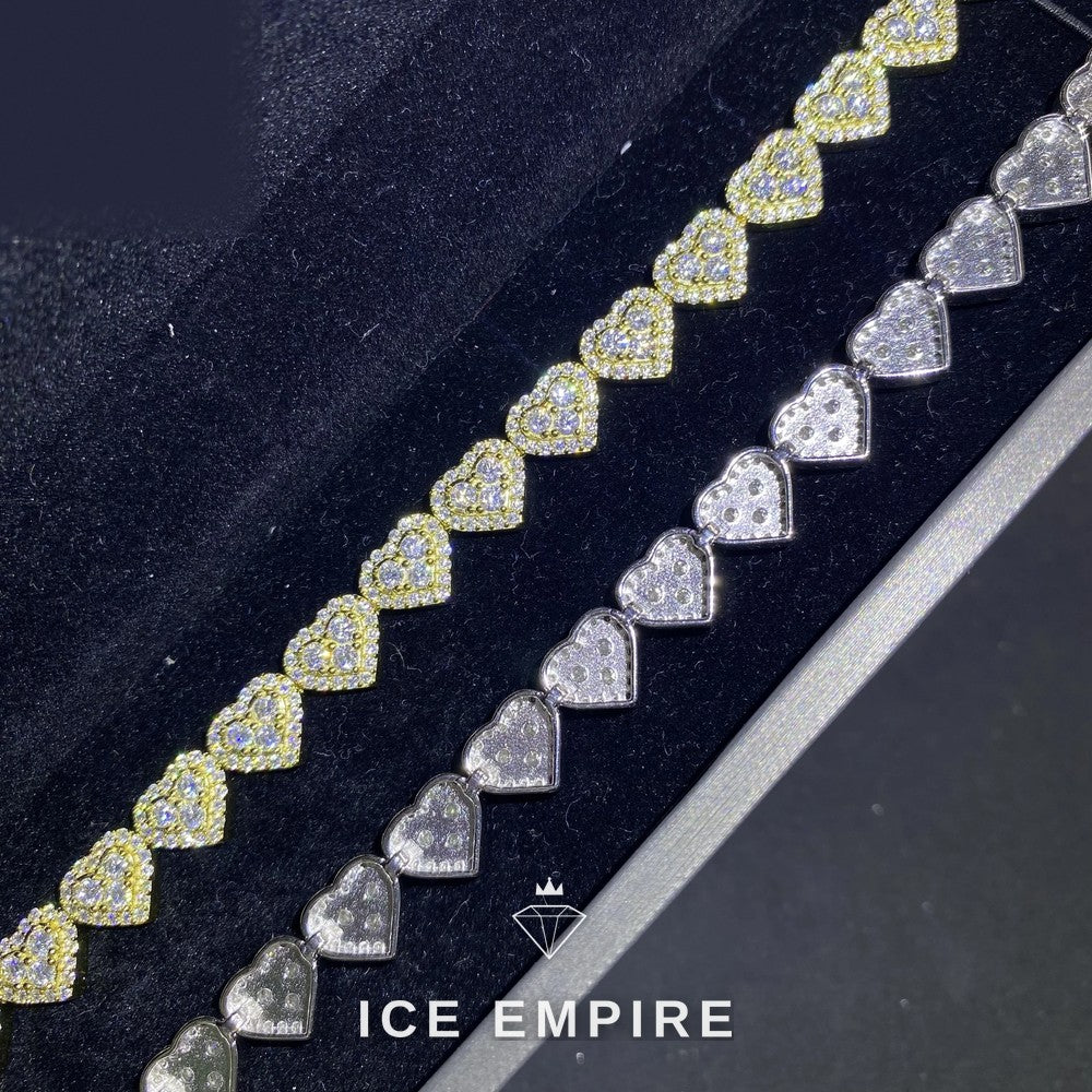 Iced Out Heart Rose Gold Plated Moissanite Cuban Chain