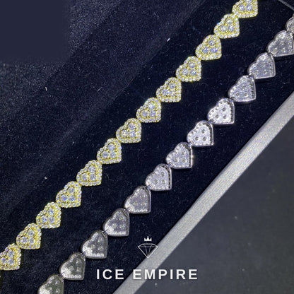 Iced Out Heart Rose Gold Plated Moissanite Cuban Chain
