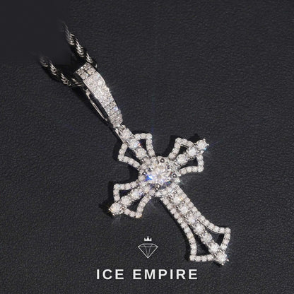 Iced Out Cross 925 Silver Moissanite Pendant