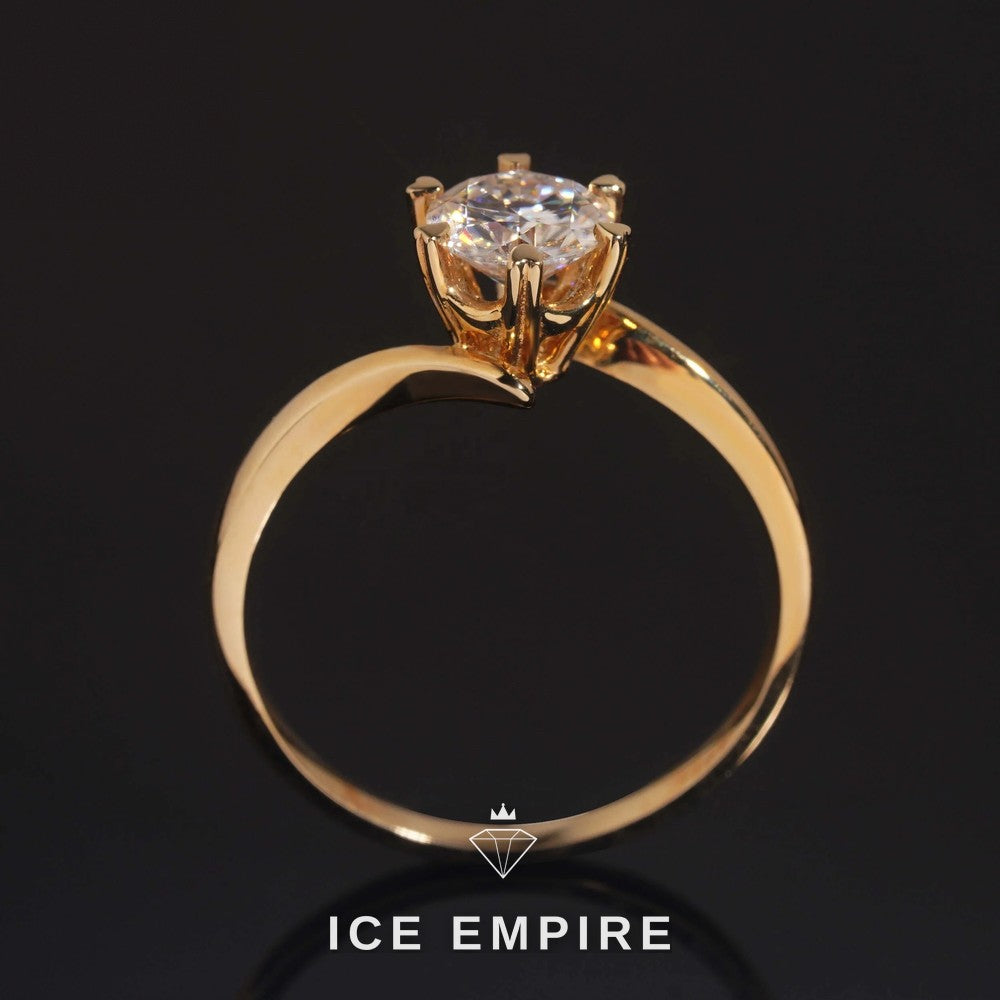 Iced Out Rose Gold Plated Moissanite Engagement Ring