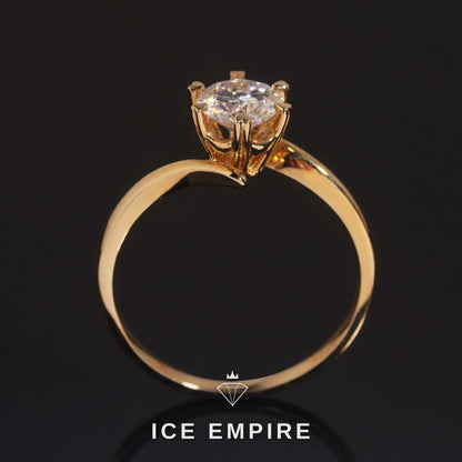 Iced Out Rose Gold Plated Moissanite Engagement Ring
